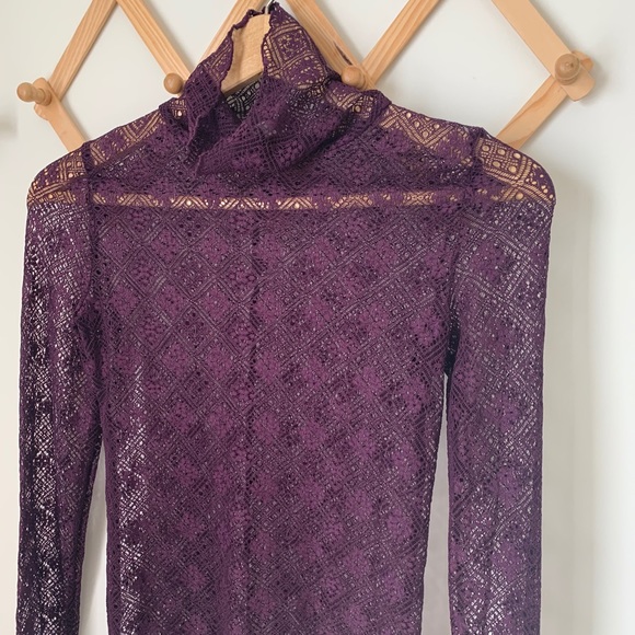 SOLD Free People Purple Lace Turtleneck - Picture 6 of 7